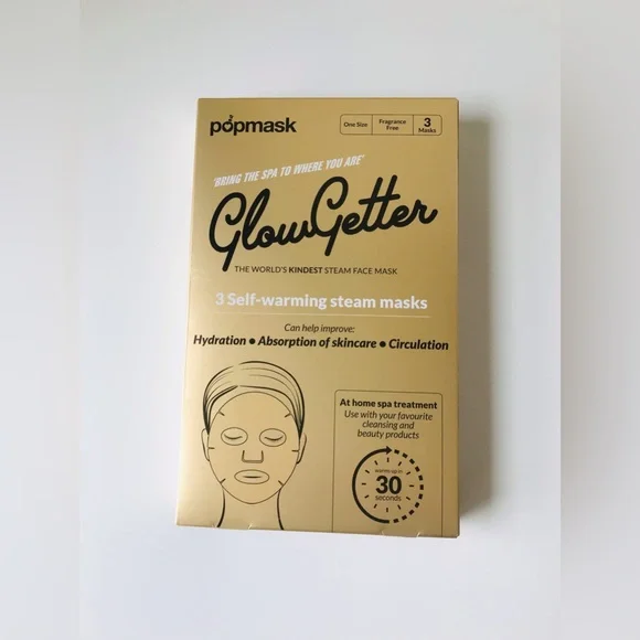 Anthropologie Popmask Glowgetter Spa Self Warming Steam Masks, Box of 3, NIB - Picture 5 of 14